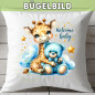 Preview: Bügelbild Babygiraffe blau